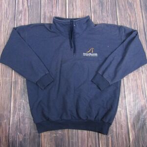 Grouse Mountain Sweatshirt Mens Large Navy Quarter Zip Cityscape Made Canada